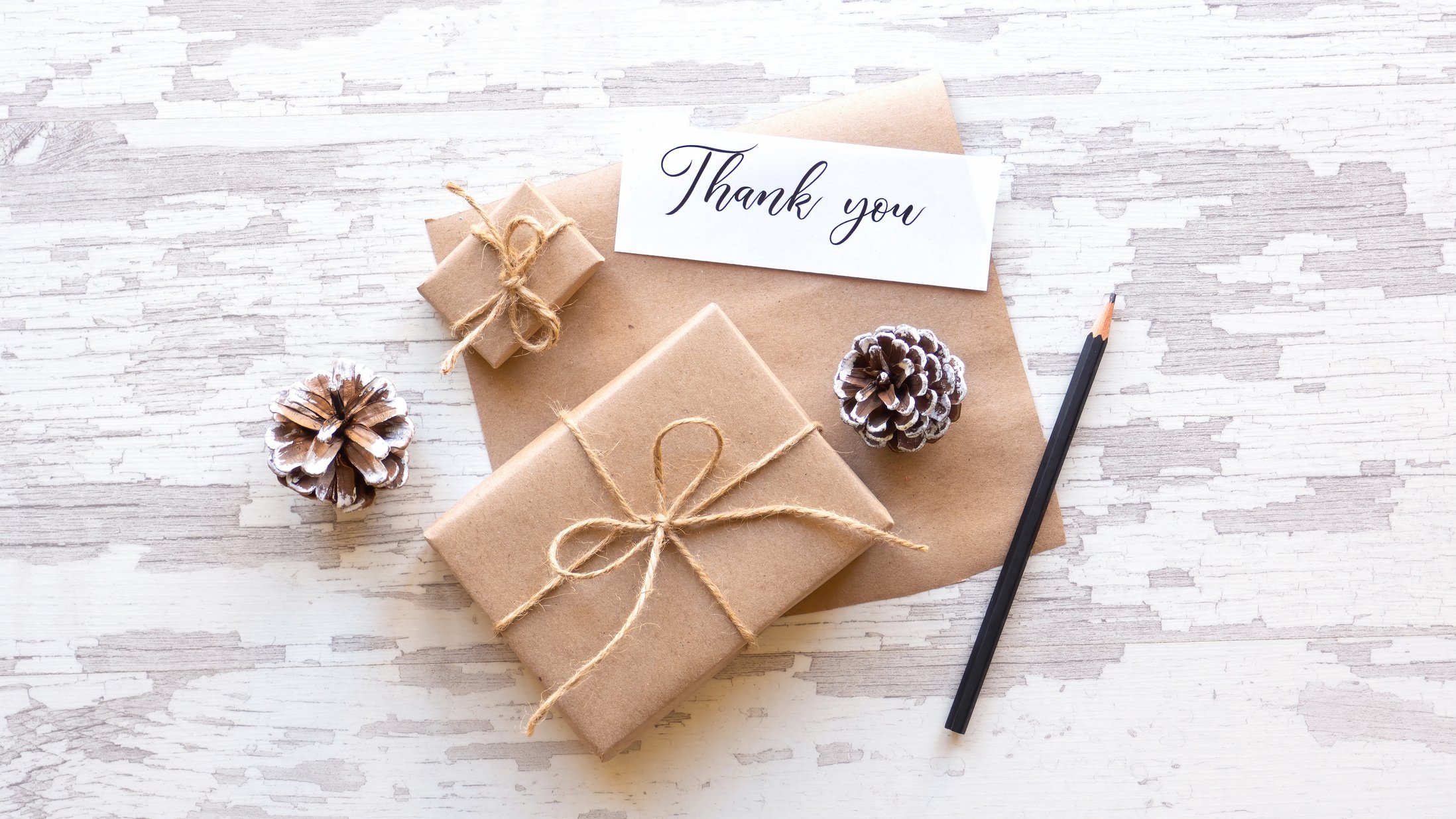 Thank You Note with Christmas Gifts 